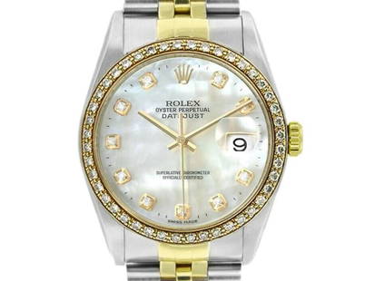 Rolex Datejust 16233 Unisex White MOP Diamond Yellow Gold 36mm 1 Year Warranty: Rolex Datejust 16233 Unisex White MOP Diamond Yellow Gold 36mm 1 Year Warranty SKU: RBJ323976598608-E Brand: Rolex Condition: Pre-Owned Model: Datejust 36mm Note: All Sales are final.