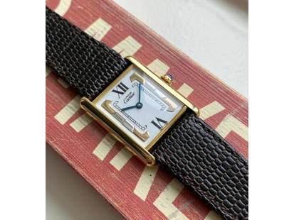 Cartier Tank Quartz Tri Tone White Roman Numeral 18K Gold Electroplated Watch: Cartier Tank Quartz Tri Tone White Roman Numeral 18K Gold Electroplated Watch SKU: RBJ124651206947-E Brand: Cartier Condition: Pre-Owned Model: Cartier Tank Note: All Sales are final.