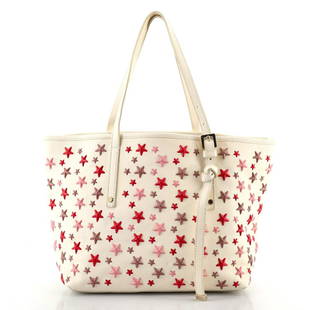 Jimmy Choo Sasha Tote Studded Leather Small: Jimmy Choo Sasha Tote Studded Leather Small Exterior Color: Neutral, Multicolor Interior Color: Gray Exterior Material: Leather Interior Material: Microfiber Hardware Color: Gold Tone 