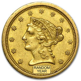 $2.50 Liberty Gold Quarter Eagle XF (Random Year): $2.50 Liberty Gold Quarter Eagle XF (Random Year) Product ID: RBG4022 Year: Random Grade: Extra Fine Grade Service: None Denomination: $2.50 Mint Mark: Varies Metal Content:
