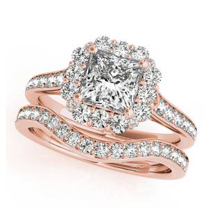 Natural 1.68 CTW Diamond Engagement Ring SET 14K Rose Gold: Natural 1.68 CTW Diamond Engagement Ring SET 14K Rose Gold Category: Rose Gold Engagement Rings Style: Unique Princess Cut Audience: For Women Ring Resizable: Yes Metal Type: 14K