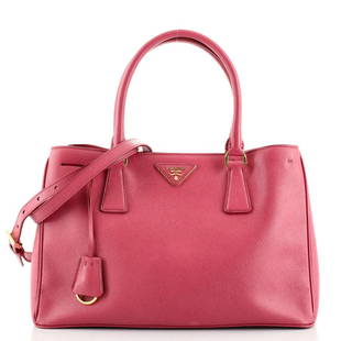 Prada Gardener's Tote Saffiano Leather Large: Prada Gardener's Tote Saffiano Leather Large Exterior Color: Pink Interior Color: Pink Exterior Material: Leather Interior Material: Fabric Hardware Color: Gold Accessories: