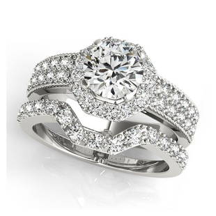 Natural 2.03 CTW Diamond Engagement Ring SET 18K White Gold: Natural 2.03 CTW Diamond Engagement Ring SET 18K White Gold Category: Yellow Gold Engagement Rings Style: Octagon Halo Audience: For Women Ring Resizable: Yes Metal Type: 18K White