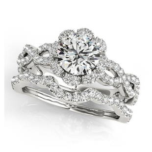 Natural 1.93 CTW Diamond Engagement Ring SET 18K White Gold: Natural 1.93 CTW Diamond Engagement Ring SET 18K White Gold Category: Rose Gold Engagement Rings Style: Unique Halo Pave Audience: For Women Ring Resizable: Yes Metal Type: 18K White