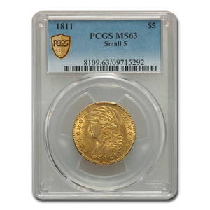 1811 $5 Capped Bust Gold Half Eagle MS-63 PCGS (Small 5)