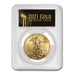 2021 1 oz Gold Eagle (Type 1) MS-70 PCGS (FirstStrike, Black): 2021 1 oz Gold Eagle (Type 1) MS-70 PCGS (FirstStrike, Black) Product ID: 221509 Year: 2021 Grade: MS-70 Grade Service: PCGS Denomination: $50.00 Mint Mark: W - West Point (Not Shown) Metal