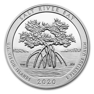 2020 5 oz Silver ATB Salt River Bay, U.S. Virgin Islands: 2020 5 oz Silver ATB Salt River Bay, U.S. Virgin Islands Product ID: 197616 Year: 2020 Grade: Brilliant Unc Grade Service: None Denomination: 25 Cents Mint Mark: P - Philadelphia (Not Shown) 