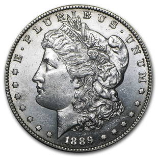 1889-S Morgan Dollar AU-58: 1889-S Morgan Dollar AU-58 Product ID: 23628 Year: 1889 Grade: Almost Unc - 58 Grade Service: None Denomination: $1.00 Mint Mark: S - San Francisco Metal Content: 0.7734 troy oz Purity: .900 