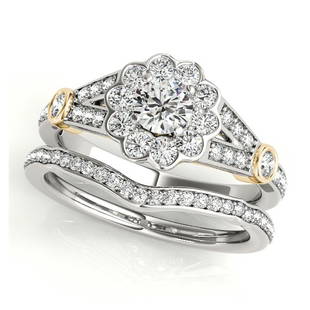 Natural 2.16 CTW Diamond Engagement Ring SET 14K Yellow Gold: Natural 2.16 CTW Diamond Engagement Ring SET 14K Yellow Gold Category: Rose Gold Engagement Rings Style: Halo Audience: For Women Ring Resizable: Yes Metal Type: 14K Yellow Gold 