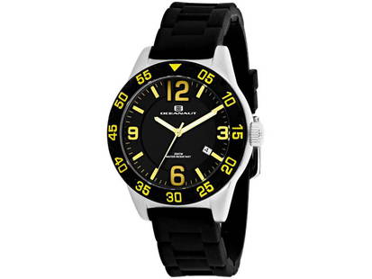 Oceanaut Womens Aqua One: Oceanaut Womens Aqua One SKU: RBJOC2810-39B2A Brand: Oceanaut Condition: Never Worn Stainless steel case, Silicone Strap, Black dial, Quartz movement, Scratchresistant mineral, Water resistant up