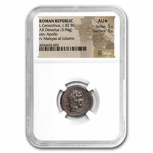 Roman Rep AR Denarius L. Censorinus (82 BC) AU* NGC (Cr-363/1d)