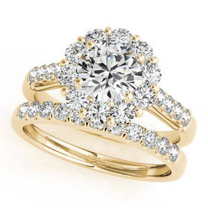 Natural 2.45 CTW Diamond Engagement Ring SET 14K Yellow Gold