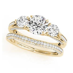 Natural 1.75 CTW Diamond Engagement Ring SET 18K Yellow Gold: Natural 1.75 CTW Diamond Engagement Ring SET 18K Yellow Gold Category: Rose Gold Engagement Rings Style: Trellis Three Stone Audience: For Women Ring Resizable: Yes Metal Type: 18K