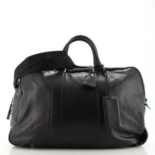 Prada Convertible Weekender Bag Soft Calf Large: Prada Convertible Weekender Bag Soft Calf Large Exterior Color: Black Interior Color: Black Exterior Material: Leather Interior Material: Fabric Hardware Color: Gun Metal 