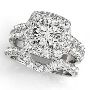 Natural 3 CTW Diamond Engagement Ring SET 18K White Gold