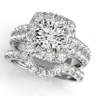 Natural 3 CTW Diamond Engagement Ring SET 18K White Gold: Natural 3 CTW Diamond Engagement Ring SET 18K White Gold Category: Halo Engagement Rings Style: Square Halo Audience: For Women Ring Resizable: Yes Metal Type: 18K White Gold 