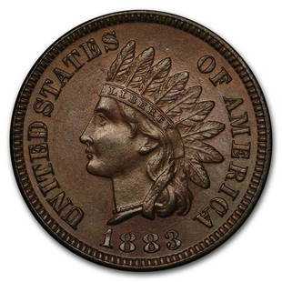 1883 Indian Head Cent BU: 1883 Indian Head Cent BU Product ID: RBG189860 Year: 1883 Grade: Brilliant Unc Grade Service: None Denomination: $0.01 Mint Mark: P - Philadelphia (Not Shown) Metal Content: 0