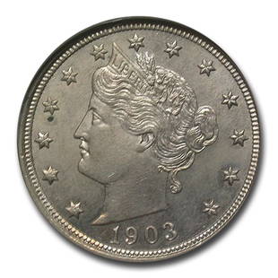1903 Liberty Head V Nickel MS-63 NGC: 1903 Liberty Head V Nickel MS-63 NGC Product ID: RBG248117 Year: 1903 Grade Service: NGC Denomination: $0.05 Metal Content: 0 troy oz Purity: None Diameter: 21.2 mm