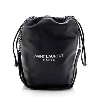 Saint Laurent Leather Teddy Bucket Bag: Saint Laurent Leather Teddy Bucket Bag Condition Quality: Good Color: Blue Height: 13 in. Length: 14 in. Material: Leather Width: 6 in. Item Condition: Pre Owned SKU: