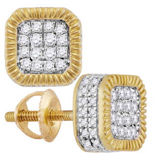 10kt Yellow Gold Mens Round Diamond Fluted Square Cluster Stud Earrings 3/4 Cttw: 10kt Yellow Gold Mens Round Diamond Fluted Square Cluster Stud Earrings 3/4 Cttw Metal Type10kt Yellow Gold Item NumberGDI883501 StyleStudsCarats Total Weight *3/4 Ct.t.w.Primary Gem