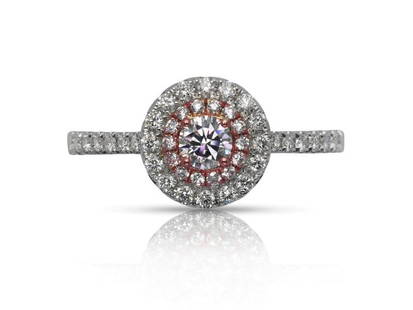 HALO ROUND CUT FANCY PINK DIAMOND ENGAGEMENT RING 18K ROSE WHITE GOLD GIA CERTIFIED 0.17 CT BY MIKE: HALO ROUND CUT FANCY PINK DIAMOND ENGAGEMENT RING 18K ROSE WHITE GOLD GIA CERTIFIED 0.17 CT BY MIKE NEKTA SKU: RBJHALOROUNDC-623B8EA171E5B Condition: Never Worn Metal: Rose & White Gold SYLPH HALO