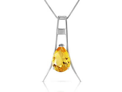 1.5 CTW 14K Solid White Gold Go Gentle Citrine Necklace: 1.5 CTW 14K Solid White Gold Go Gentle Citrine Necklace SKU: RBJ2508-W Brand Condition: Never Worn Metal: White Gold Size and Fit: 0.24in (6.1mm) 0.31in (7.9mm) The delicate design of this 14k