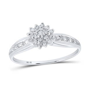10kt White Gold Womens Round Diamond Cluster Ring 1/10 Cttw: 10kt White Gold Womens Round Diamond Cluster Ring 1/10 Cttw Metal Type10kt White Gold Item Number10225 StyleClustersRing SizeRing size selectableCarats Total Weight *1/10