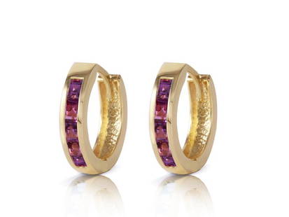 0.85 CTW 14K Solid Gold Hoop Huggie Earrings Purple Amethyst: 0.85 CTW 14K Solid Gold Hoop Huggie Earrings Purple Amethyst SKU: RBJ1042-Y Brand Condition: Never Worn Metal: Yellow Gold Size and Fit: 0.24in (6.1mm) 0.93in (23.6mm) Accessorize your wardrobe