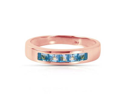 14K Solid Rose Gold Rings With Natural Blue Topaz: 14K Solid Rose Gold Rings With Natural Blue Topaz SKU: RBJ3977-R Brand: Fine Jewelry Condition: Never Worn Metal: Rose Gold Size and Fit: Ring Size: 7 (Please inquire for additional sizing