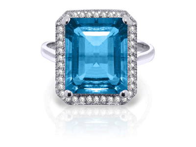 7.8 CTW 14K Solid White Gold Return My Heart Blue Topaz Diamond Ring