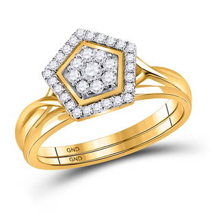 10kt Yellow Gold Round Diamond Bridal Wedding Ring Band Set 1/3 Cttw: 10kt Yellow Gold Round Diamond Bridal Wedding Ring Band Set 1/3 Cttw Metal Type10kt Yellow Gold Item NumberGDI881270 StyleClustersRing SizeRing size selectableCarats Total Weight *1/3