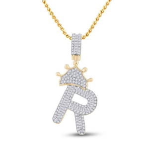 10kt Yellow Gold Mens Baguette Diamond Crown R Letter Charm Pendant 3/4 Cttw: 10kt Yellow Gold Mens Baguette Diamond Crown R Letter Charm Pendant 3/4 Cttw Metal Type10kt Yellow Gold Item NumberGDI859534 StyleLettersCarats Total Weight *3/4 Ct.t.w.Primary Gem