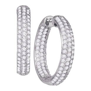 14kt White Gold Womens Round Pave-set Diamond Inside Outside Hoop Earrings 2-7/8 Cttw: 14kt White Gold Womens Round Pave-set Diamond Inside Outside Hoop Earrings 2-7/8 Cttw Metal Type14kt White Gold Item Number47949 StyleHoopsCarats Total Weight *2 & 7/8 Ct.t.w.Primary