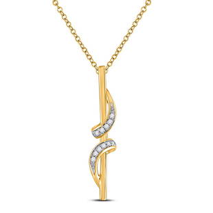 10kt Yellow Gold Womens Round Diamond Vertical Bar Fashion Pendant 1/10 Cttw: 10kt Yellow Gold Womens Round Diamond Vertical Bar Fashion Pendant 1/10 Cttw Metal Type10kt Yellow Gold Item NumberGDI885354 StyleFashionCarats Total Weight *1/10 Ct.t.w.Primary Gem