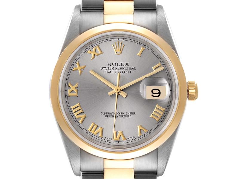Rolex Datejust 36MM Steel Yellow Gold Slate Dial Mens Watch: Rolex Datejust 36MM Steel Yellow Gold Slate Dial Mens Watch SKU: RBJ41959-34CB0 Brand: Rolex Condition: Pre-Owned Note: All Sales are final. Need more pics? Please do not hesitate to ask if you have a