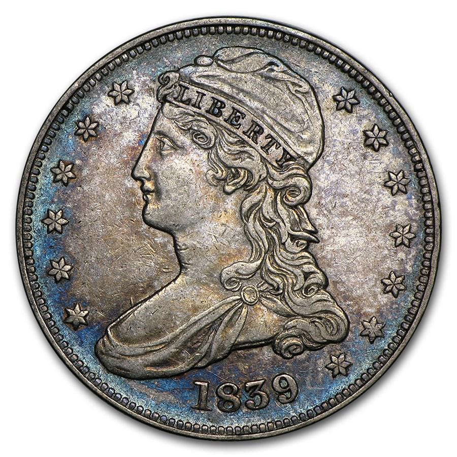1839 Reeded Edge Half Dollar XF: 1839 Reeded Edge Half Dollar XF Product ID: 43590 Year: 1839 Grade: Extra Fine Grade Service: None Denomination: $0.50 Mint Mark: P - Philadelphia (Not Shown) Metal Content: 0.3866 troy oz Purit