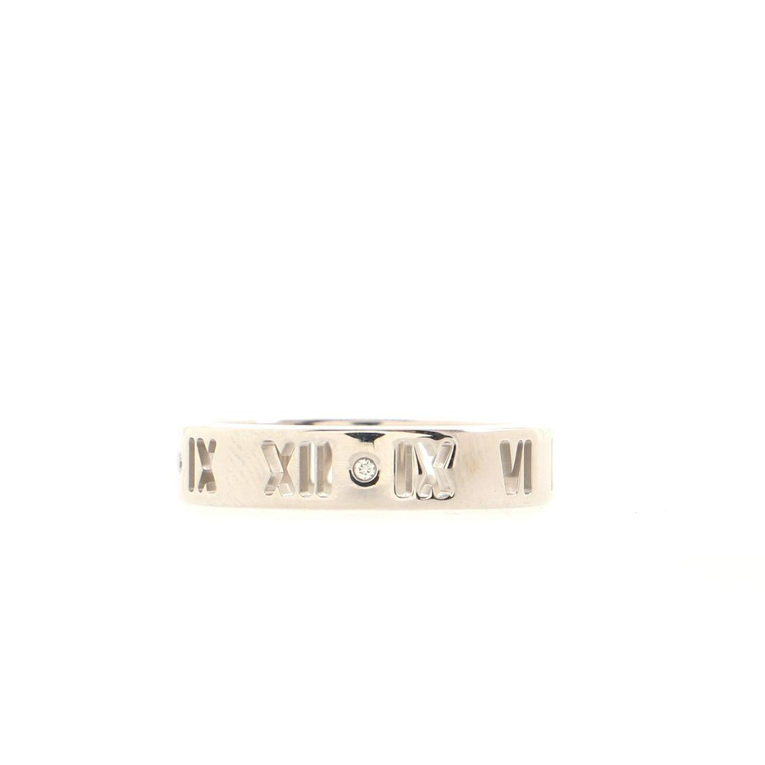 Tiffany & Co. Atlas Pierced Ring 18K White Gold and Diamonds 5mm: Tiffany & Co. Atlas Pierced Ring 18K White Gold and Diamonds 5mm Metal Type: 18K White Gold Metal Finish: High Polish Hallmarks Type: 750, Designer Signature Signature / Hallmark Location: Exterior Su