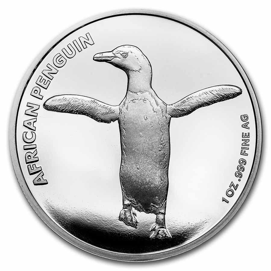 San Diego Zoo 1 oz Silver Round African Penguin: San Diego Zoo 1 oz Silver Round African Penguin SKU: RBJ230318 Grade: None Grade Service: None Mint Mark: Not Shown Metal Content: 1 troy oz Purity: .999 Thickness: 2.98 mm Diame
