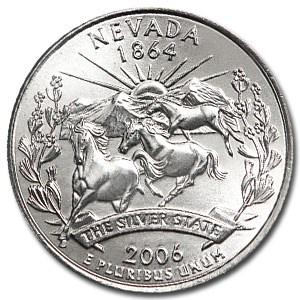 2006-D Nevada State Quarter BU: 2006-D Nevada State Quarter BU SKU: RBJ12911 Year: 2006 Grade: Brilliant Unc Grade Service: None Denomination: 25 Cents Mint Mark: D - Denver Metal Content: 0 troy oz Purity: N/A