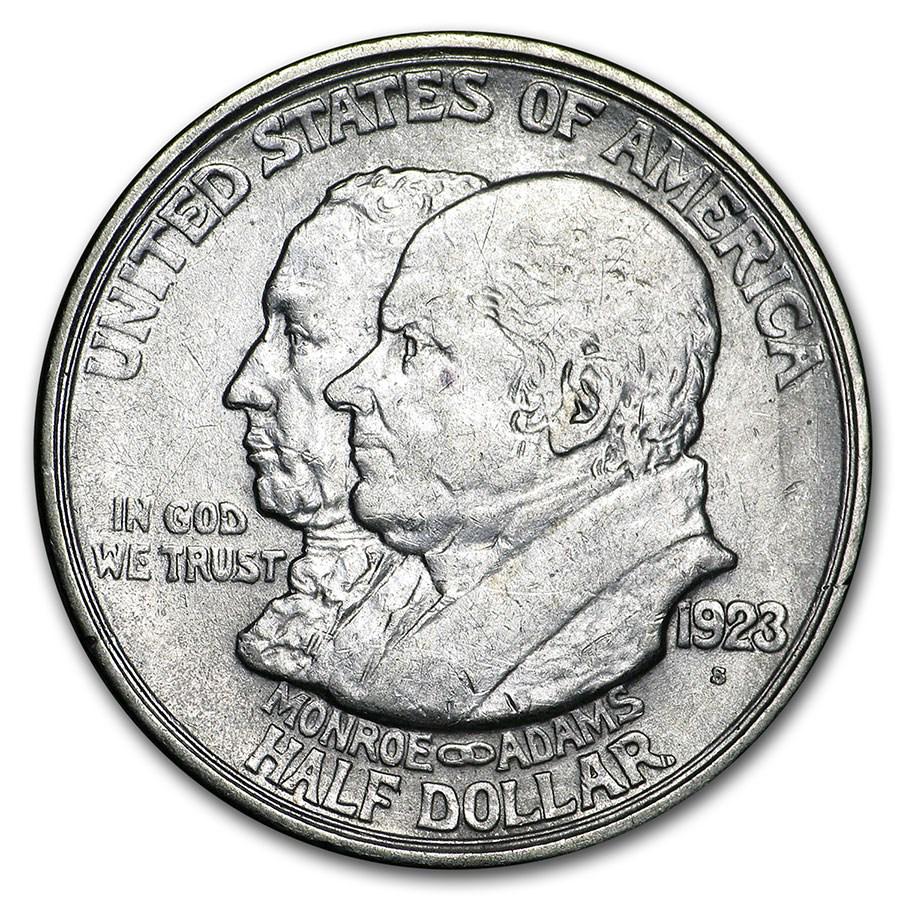 1923-S Monroe Doctrine Half XF: 1923-S Monroe Doctrine Half XF SKU: 11802 Year: 1923 Grade: Extra Fine Grade Service: None Denomination: 50 Cents Mint Mark: S - San Francisco Metal Content: 0.3617 troy oz Purit
