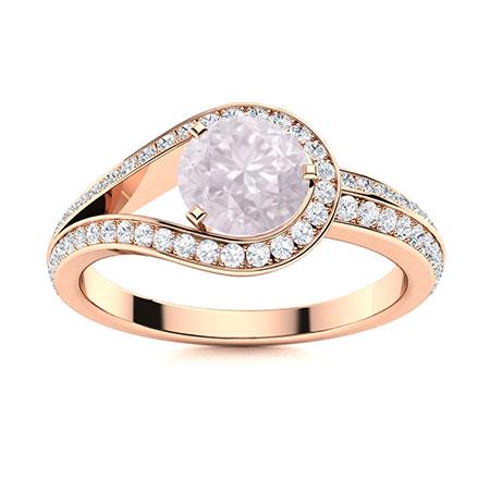 Natural 1.01 CTW Rose Quartz & Diamond Engagement Ring 14K Rose Gold: Natural 1.01 CTW Rose Quartz & Diamond Engagement Ring 14K Rose Gold Manufacturer's Suggested Retail Price: $3180.00 Center Stone: 1 Rose Quartz @ 0.71 ctw Center Stone Color: Pink Center Stone Clarit