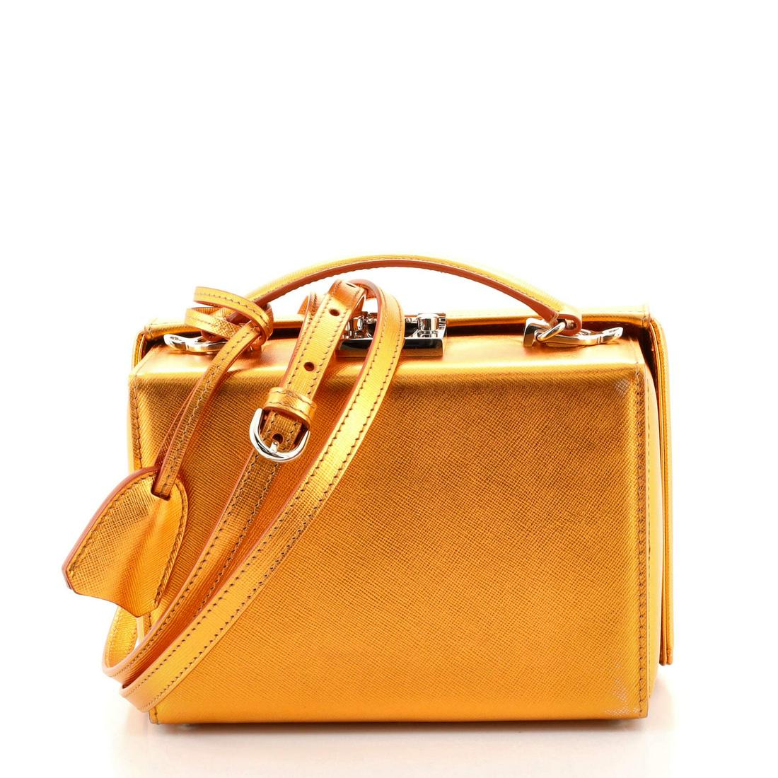 Mark Cross Grace Box Bag Leather Small: Mark Cross Grace Box Bag Leather Small Exterior Color: Orange Interior Color: Red Exterior Material: Leather Interior Material: Leather Hardware Color: Silver Accessories: Clochette, Keys, Detacha