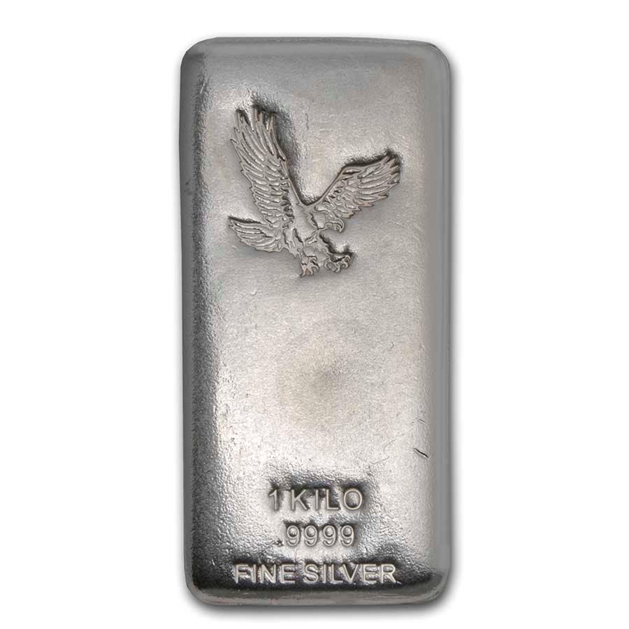 1 kilo Silver Bar - American Bald Eagle: 1 kilo Silver Bar - American Bald Eagle Product ID: 229169 Year: N/A Grade: None Grade Service: None Denomination: 1 kilo Mint Mark: N/A - Not Available Metal Content: 32.15 troy oz <