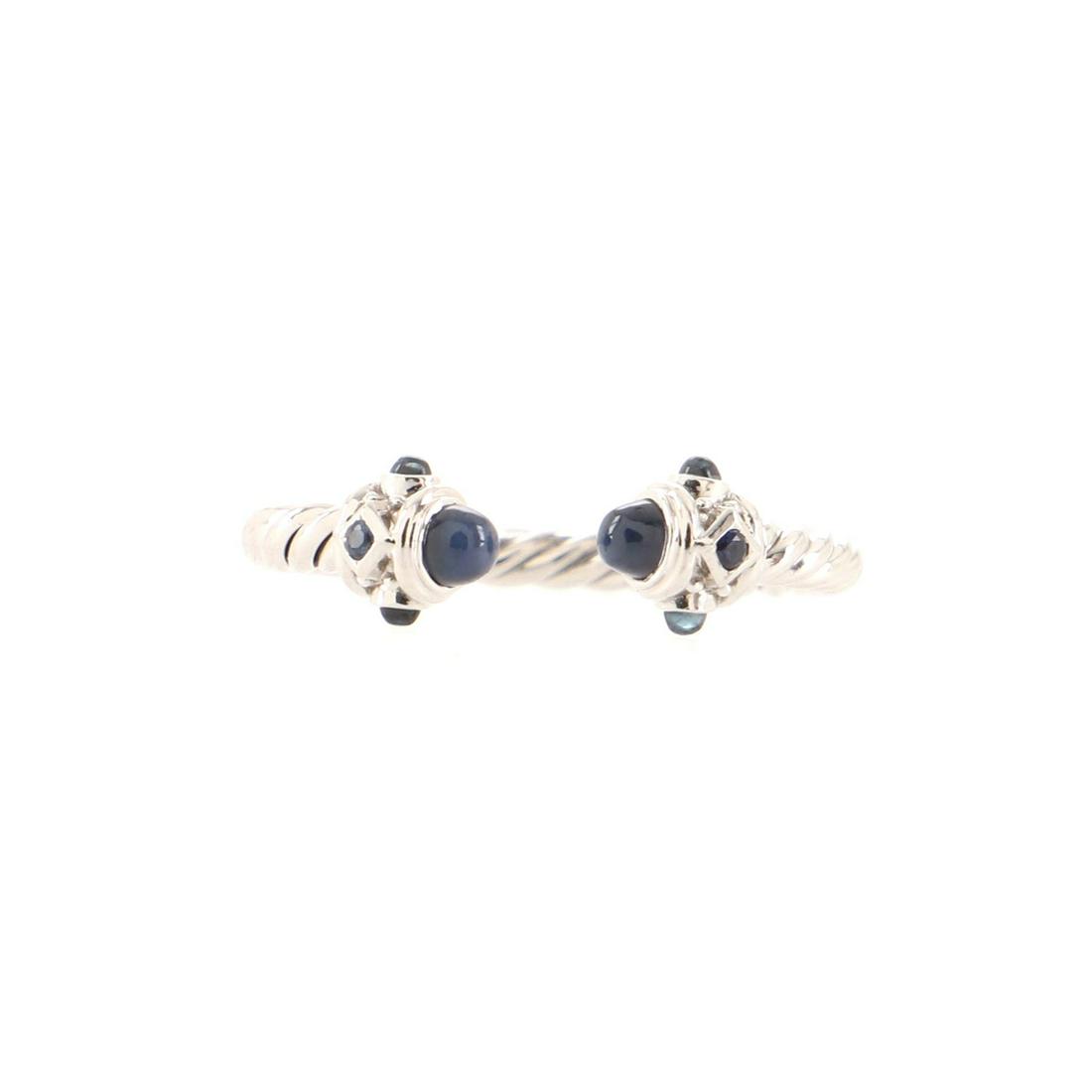 David Yurman Renaissance Ring 18K White Gold with Blue Sapphires: David Yurman Renaissance Ring 18K White Gold with Blue Sapphires Metal Type: 18K White Gold Metal Finish: High Polish Hallmarks Type: 750, Designer Signature Signature / Hallmark Location: End Caps Si