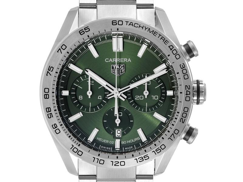 Tag Heuer Carrera Chronograph Green Dial Steel Mens Watch: Tag Heuer Carrera Chronograph Green Dial Steel Mens Watch Product Code: 42086-34CB0 Brand: Tag Heuer Condition: Pre-Owned Details: Tag Heuer Carrera Chronograph Green Dial Steel Mens WatchAutomatic se