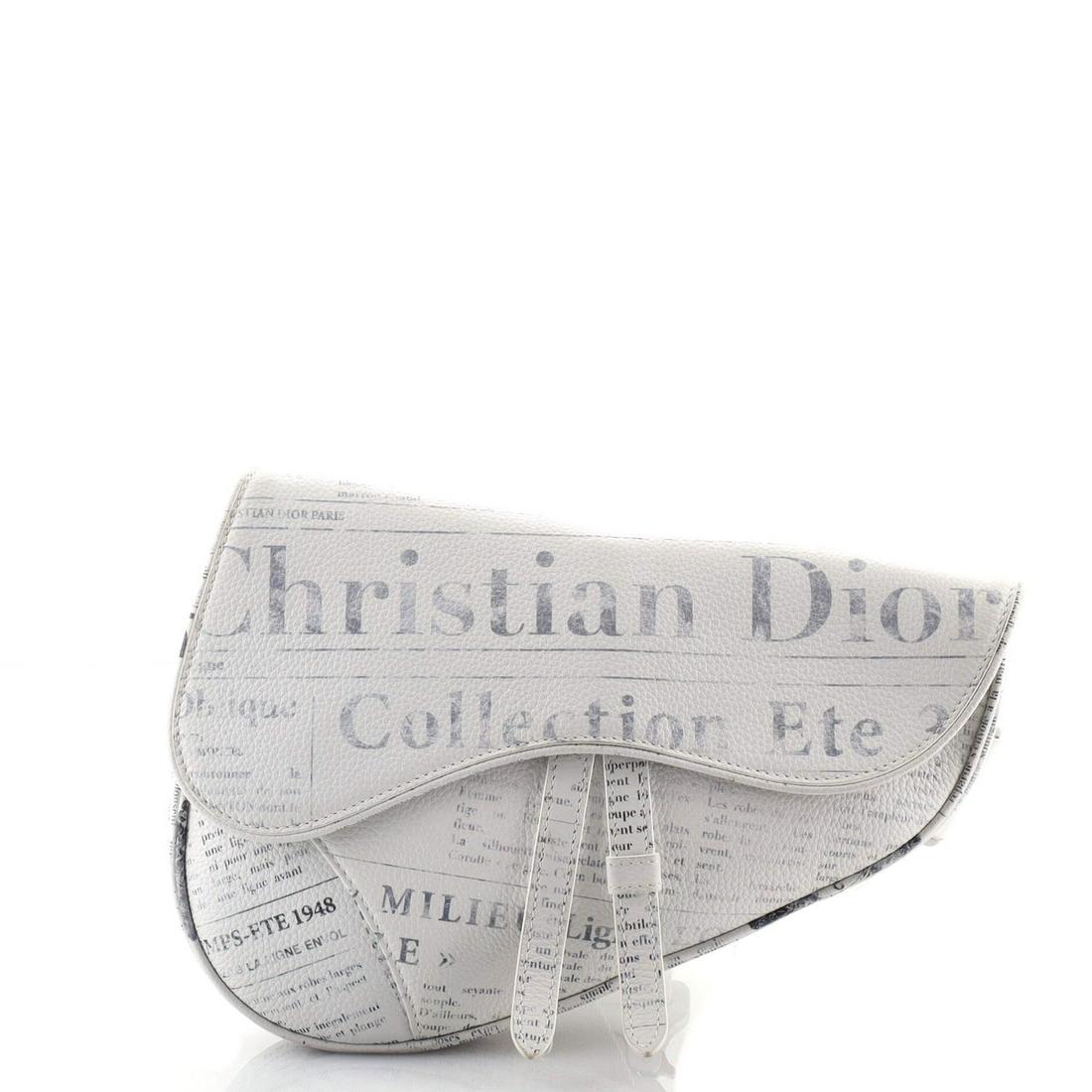 Christian Dior Daniel Arsham Saddle Crossbody Bag Printed Leather: Christian Dior Daniel Arsham Saddle Crossbody Bag Printed Leather Exterior Color: Print, White Interior Color: Black Interior Material: Fabric Hardware Color: Silver Accessories: No accessories <