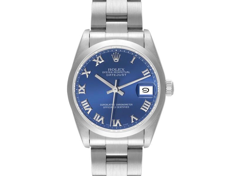 Rolex Midsize Datejust 31 Blue Dial Ladies Steel Watch: Rolex Midsize Datejust 31 Blue Dial Ladies Steel Watch Product Code: 43547-34CB0 Brand: Rolex Condition: Pre-Owned Details: Rolex Midsize Datejust 31 Blue Dial Ladies Steel Watch Officiallycertified c