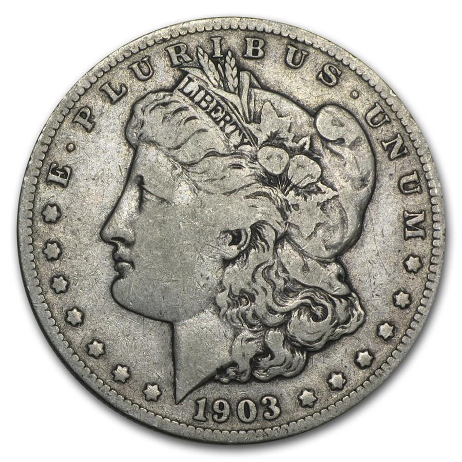 1903-S Morgan Dollar Fine: 1903-S Morgan Dollar Fine Product ID: 7739 Year: 1903 Grade: Fine Grade Service: None Denomination: $1.00 Mint Mark: S - San Francisco Metal Content: 0.7734 troy oz Purity: .900