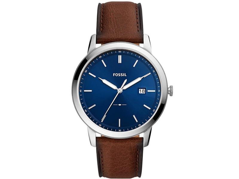 Fossil Mens Minimalist: Fossil Mens Minimalist Stainless steel case, Leather strap, Blue dial, Quartz movement, Scratchresistant mineral, Water resistant up to 5 ATM - 50 meters - 165 feet Br> Product Code: FS5839-39B2A Bran