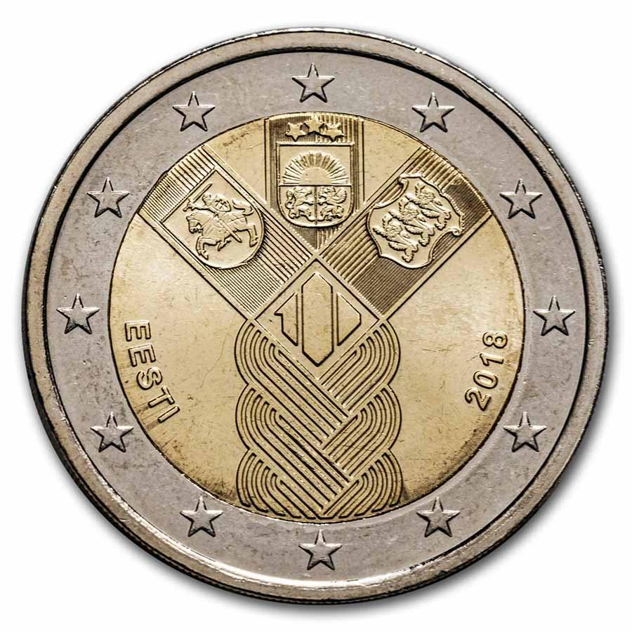2018 Estonia 2 Euro Baltic States BU: 2018 Estonia 2 Euro Baltic States BU RBJ No: 232515 Year: 2018 Grade: Brilliant Unc Grade Service: None Denomination: 2 Euro Mint Mark: N/A - Not Available Metal Content: 0 troy oz